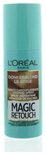 L'Oréal Paris Magic Retouch, donkerblond le beige uitgroeispray. Turquoise flesje met gouden etiket.