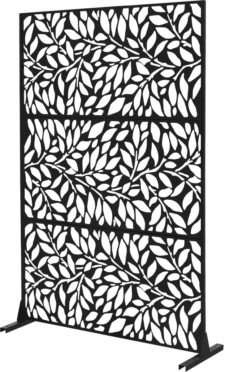 Metalen privacyscherm Firenze zwart 120x180 cm gemaakt van staal Kamerscherm met 3 panelen Scheidingswand uitbreidbaar met staander ML design