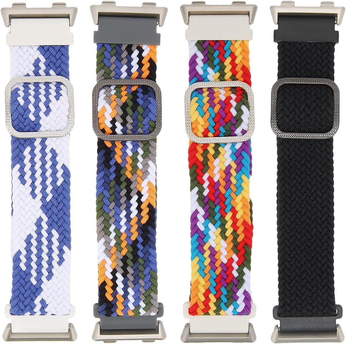 Horlogeband 46mm smartwatch - Verstelbare band van flanel textiel - Regenboogpatroon - Intrekbare horlogebandje - 0.8 inch breed