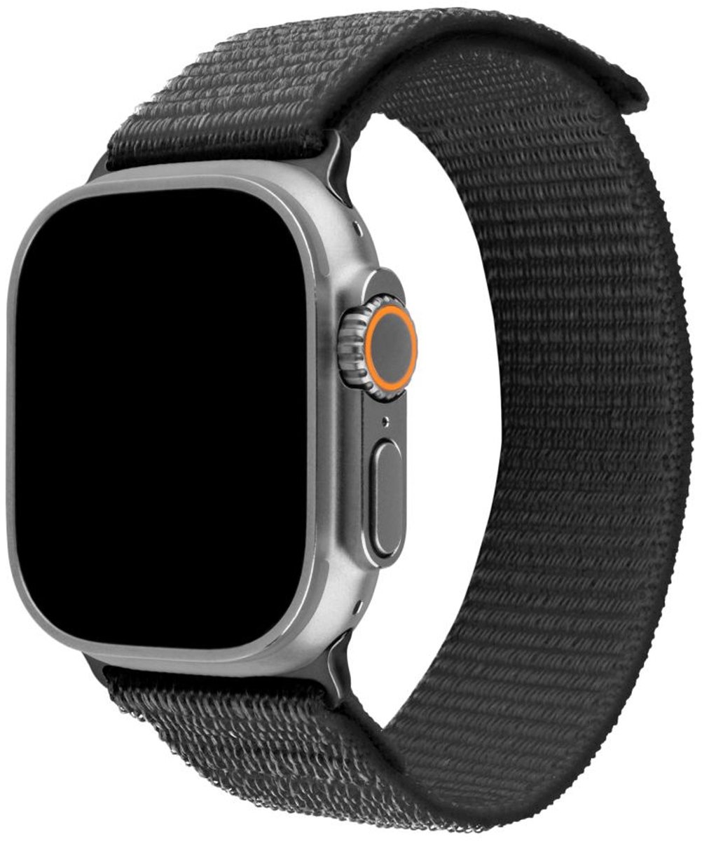 FIXED Nylon Sport Band voor Apple Watch Ultra 49mm / Ultra 2 / Ultra 3 – Ademend Nylon – Klittenbandsluiting – Donkergrijs
