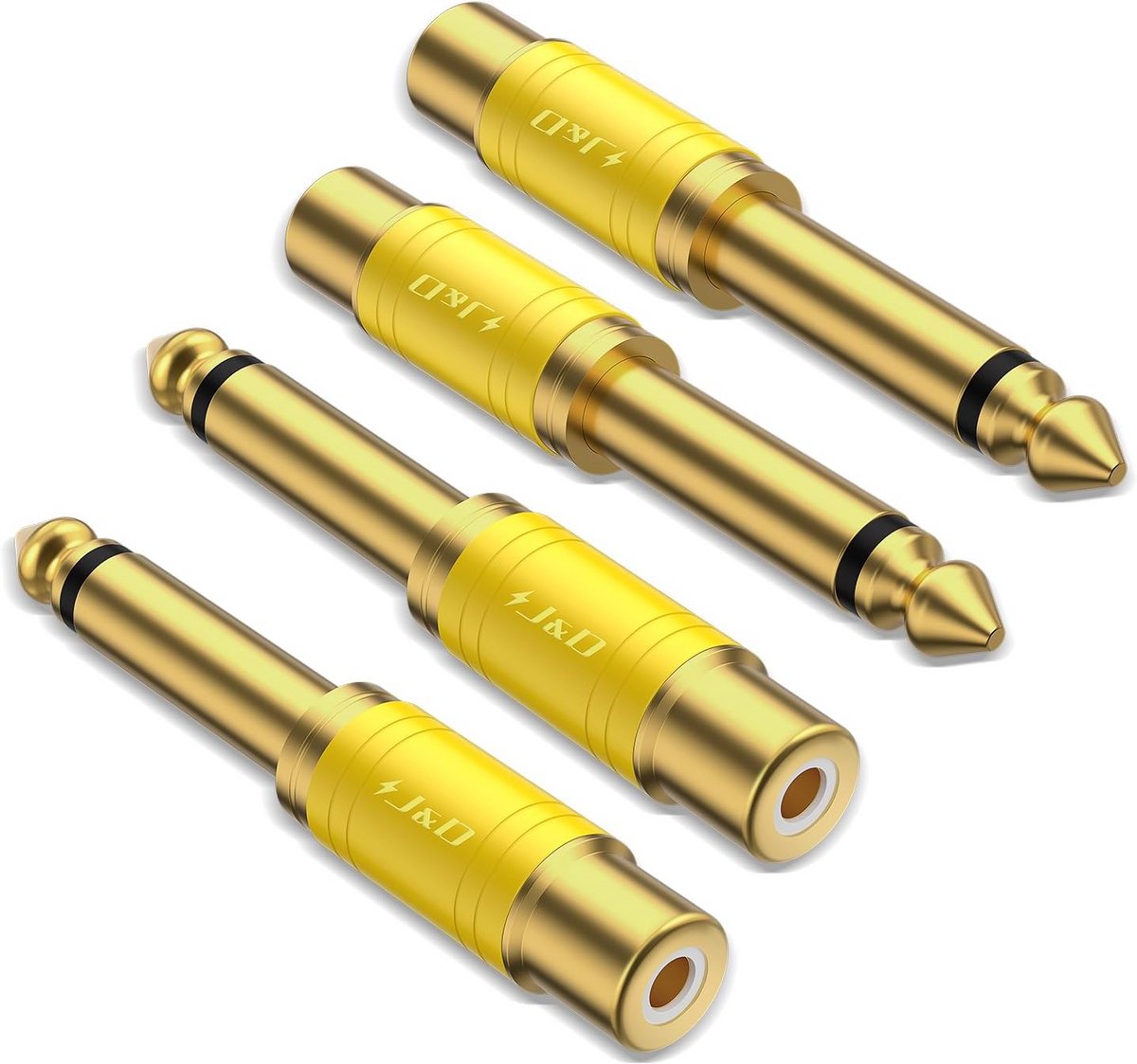 RCA naar 6.35mm Audio Adapter Set (4 stuks) voor Gitaar en Audioapparatuur
