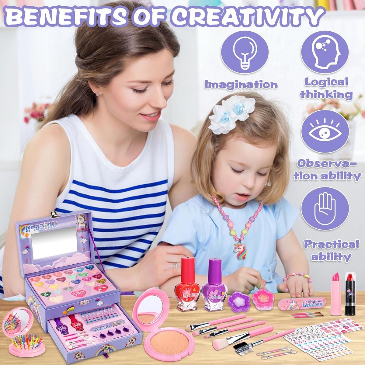 Make up Koffer Meisjes - Set met Inhoud Kinderen - Speelkoffer - Organisatie