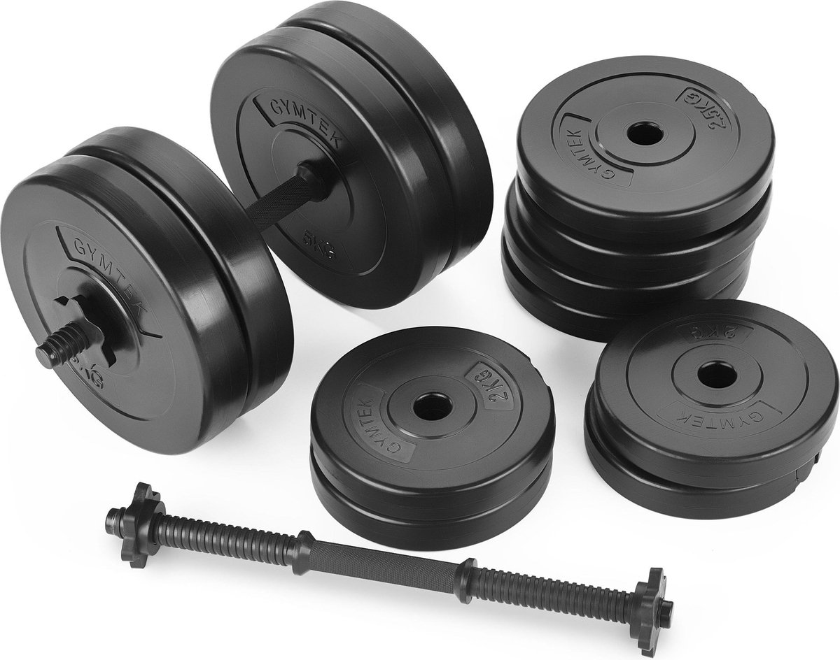 Gymtek® Halterset 40kg - Dumbells Set - Verstelbare Dumbells - 2x Halterstang - 4x 5kg, 4x 2.5kg, 4x 2kg - Halterset voor Krachttraining, Workout, Home Gym, Fitness thumbnail 2