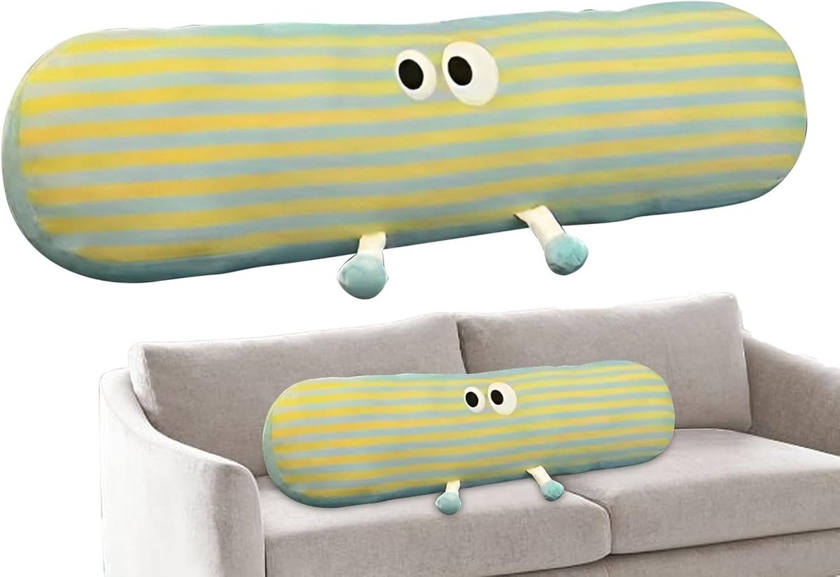 Lang Kussen - Knuffelkussen Lendenkussen - Comfortabel Ontspannen - Afneembare Hoes - 90 cm - Gestreept