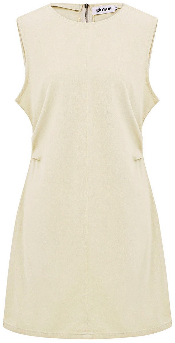 Moderne Katoen Vrouwen Mini Jurk met Bodycon Pasvorm - Gebroken Wit - Maat XL
