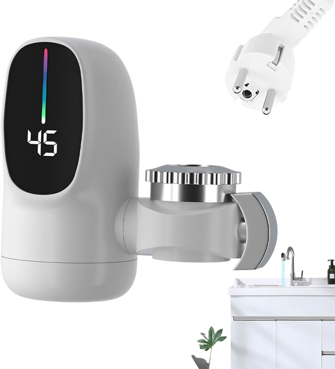 Heetwaterkraan - Snel verwarmen - Direct warm water - Digitaal display - 3000W vermogen - Wit