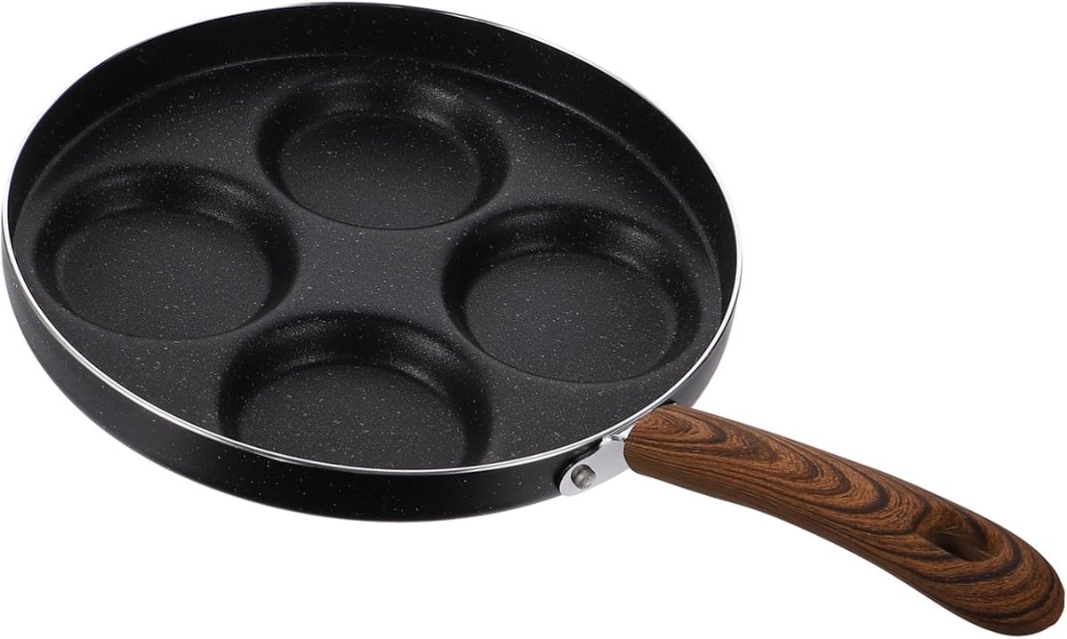 Ei Bakpan - Antiaanbak Pan - Ontbijt Maken - Drie Gaten Ontwerp - 24.5 cm Lengte