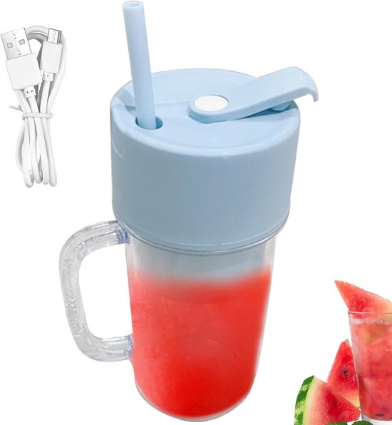 Draagbare Blender - Persoonlijke Mixer - Smoothie Sap - Oplaadbaar Krachtig - 400 ml Inhoud - Blauw — afbeelding 4