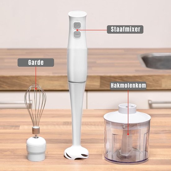 DnA® Staafmixer Set - Staafmixer Met Hakmolen - Hakmolen - Mixer Set - Wit - 6cm x 6cm x 36cm van Merkloos — afbeelding 2