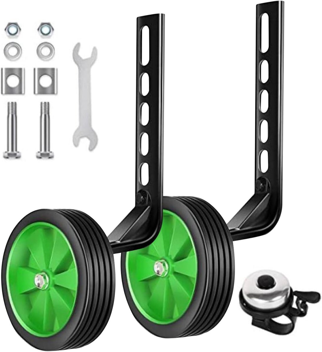 Zijwieltjes Kinderfiets - Oefenwielen Fiets - Stabiliteit Leren - Verstelbaar Ontwerp - 12-20 Inch - Groen