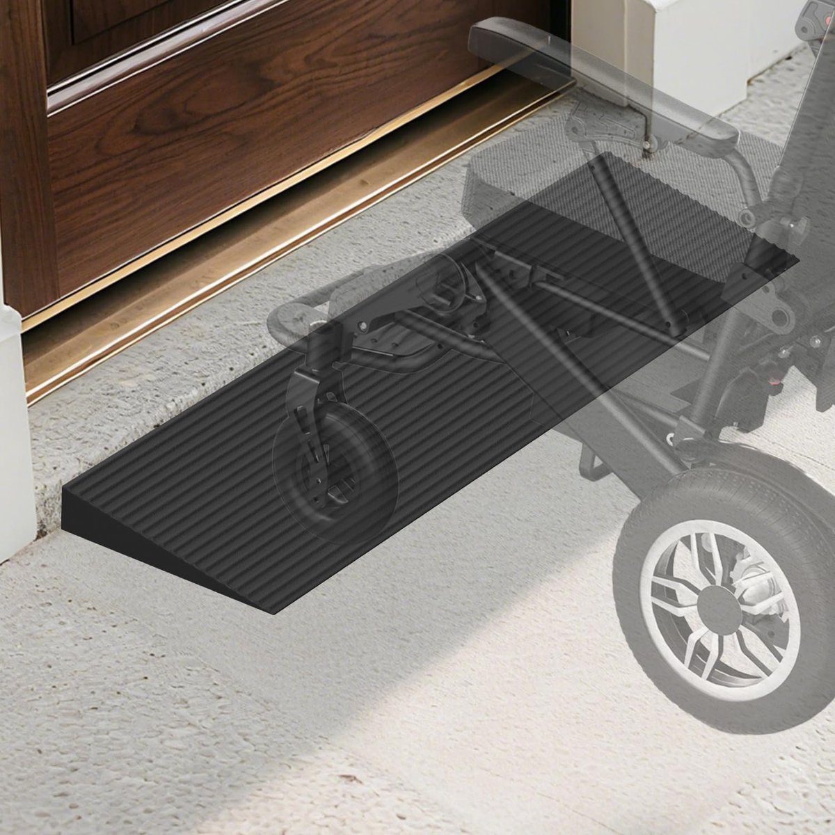 Drempelhelling Rubber - Oprijplaat - Rolstoel Gebruik - Massief Duurzaam Rubber - 90x20x4 cm - Zwart