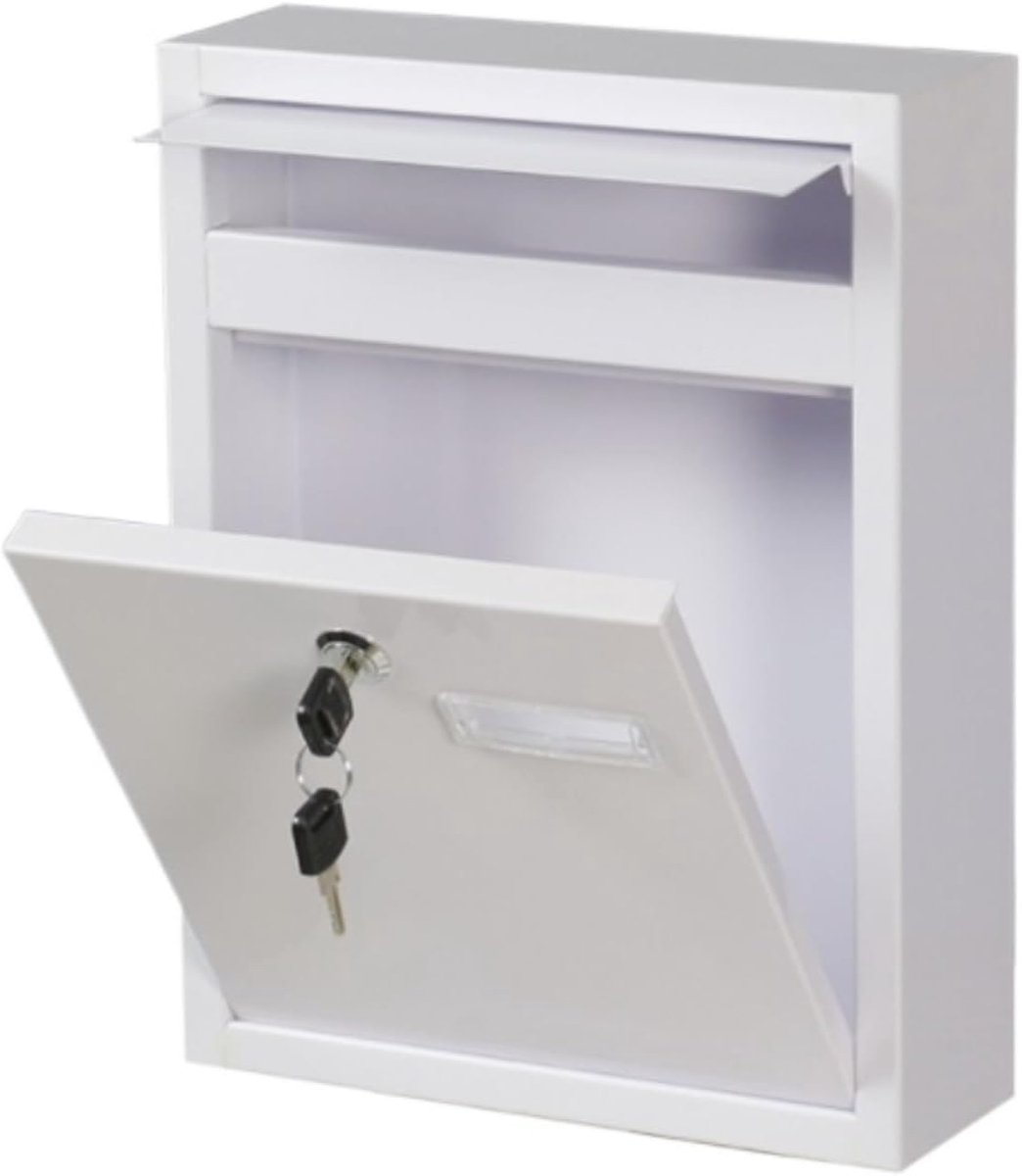Brievenbus Wandmontage - Postbus Metaal - Veilig Post Opslaan - Met Sleutel En Sleuf - 32x24x8cm - Wit