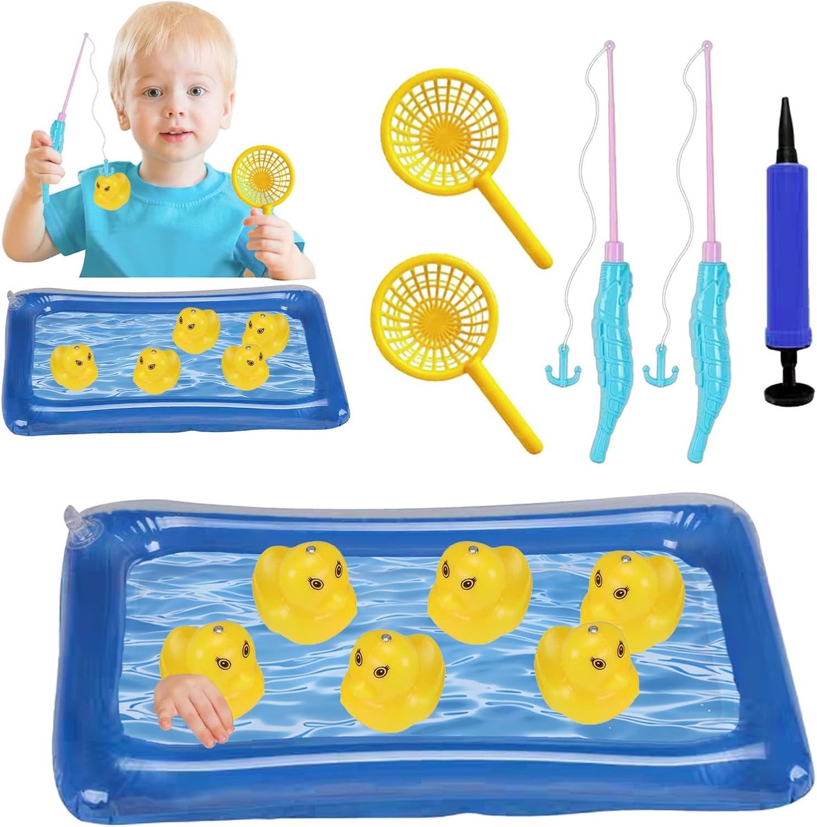 Visspeelgoed Set - Magnetisch Spel - Ouder-Kind Interactie - Opblaasbare Vijver - 34x21x4 cm