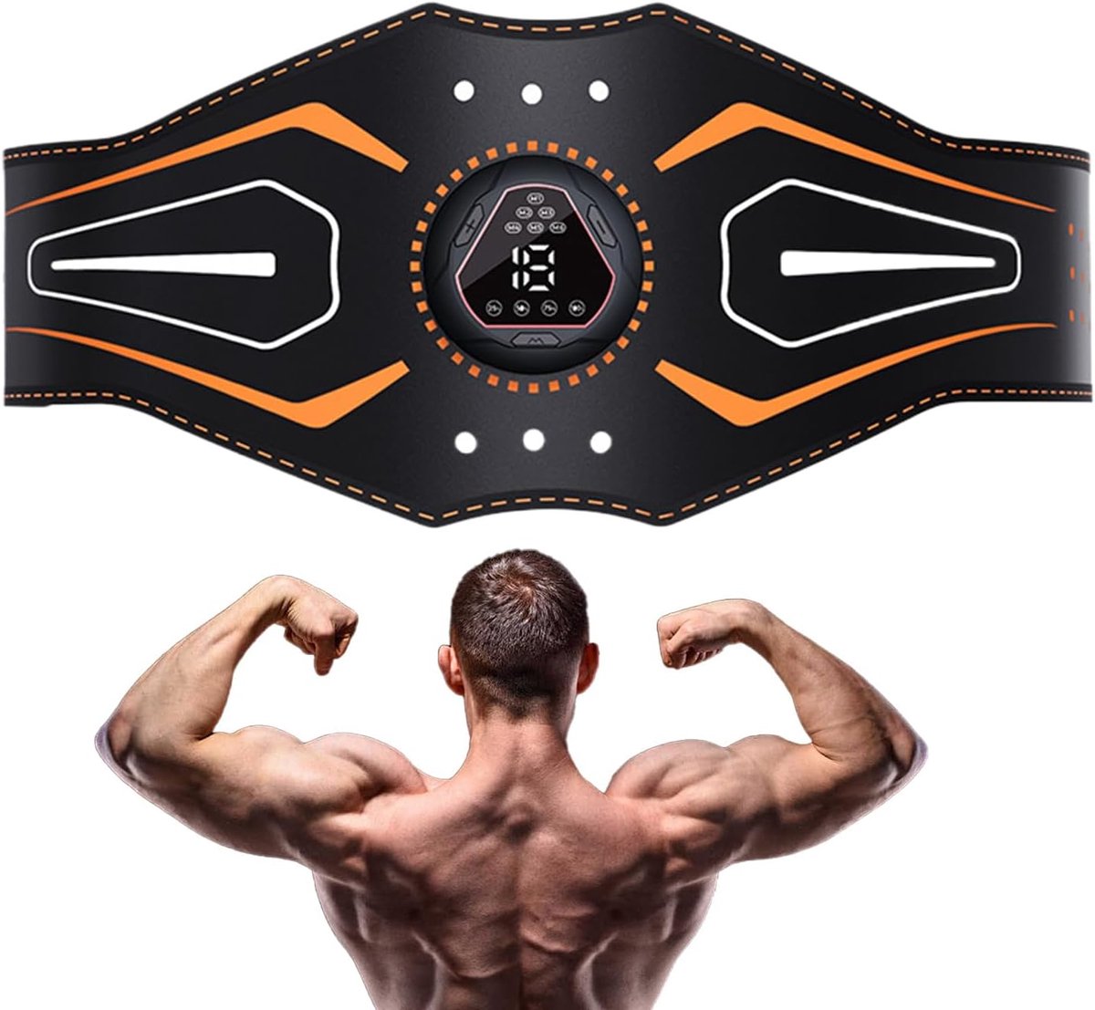 Buikspiertrainer Apparaat - Fitnessband Stimulator - Thuis Trainen - Digitaal Display - 118x14cm - Zwart