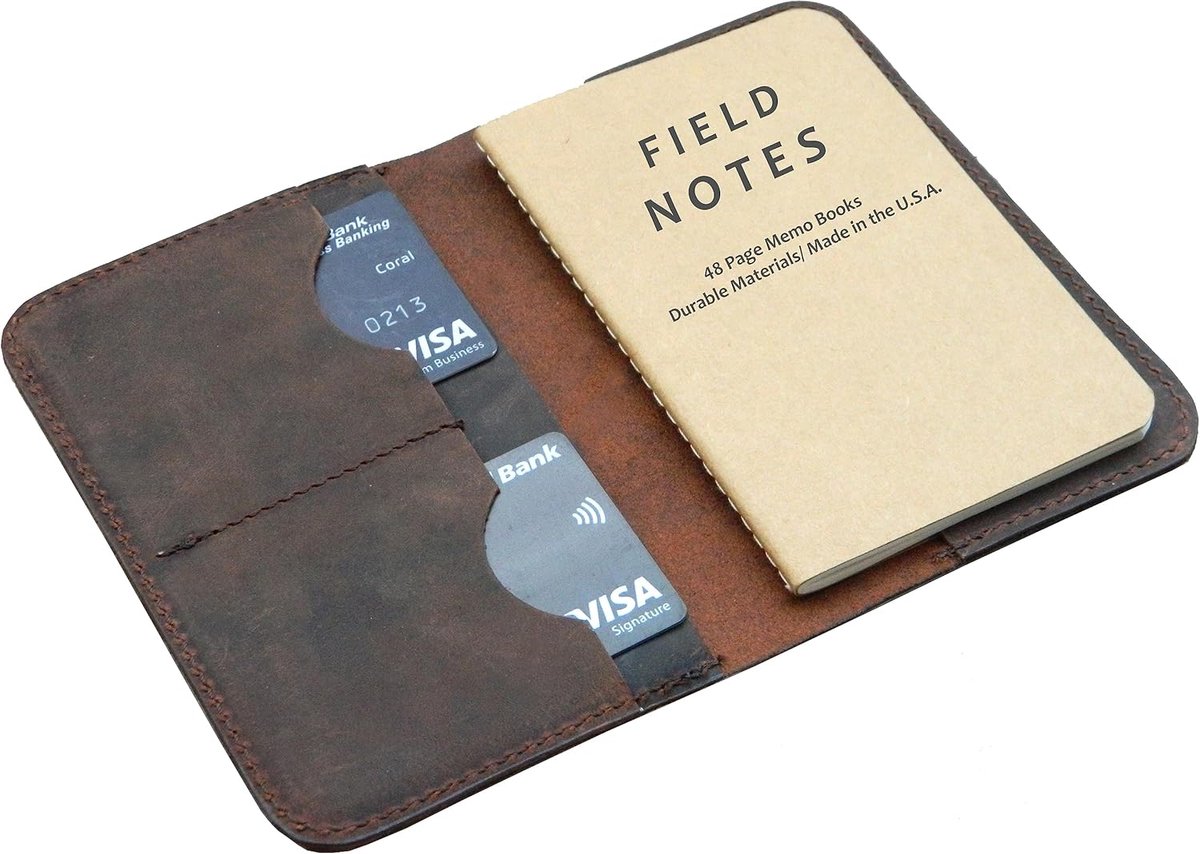 Leren Notitieboek Hoes - Reis Documentenhouder - Schrijven en Organiseren - Volledig Handgemaakt Leer - 3.5 x 5.5 Inch