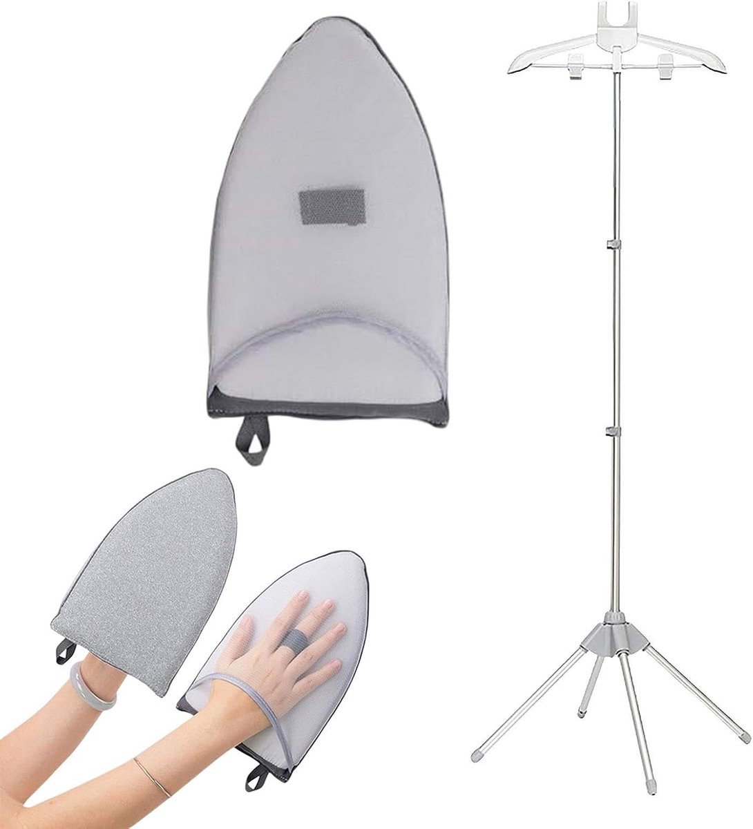 Kleding Stoomrek - Textiel Stomer Houder - Kleding Stomen - Opvouwbaar Telescopisch - Verstelbare Lengte - Grijs