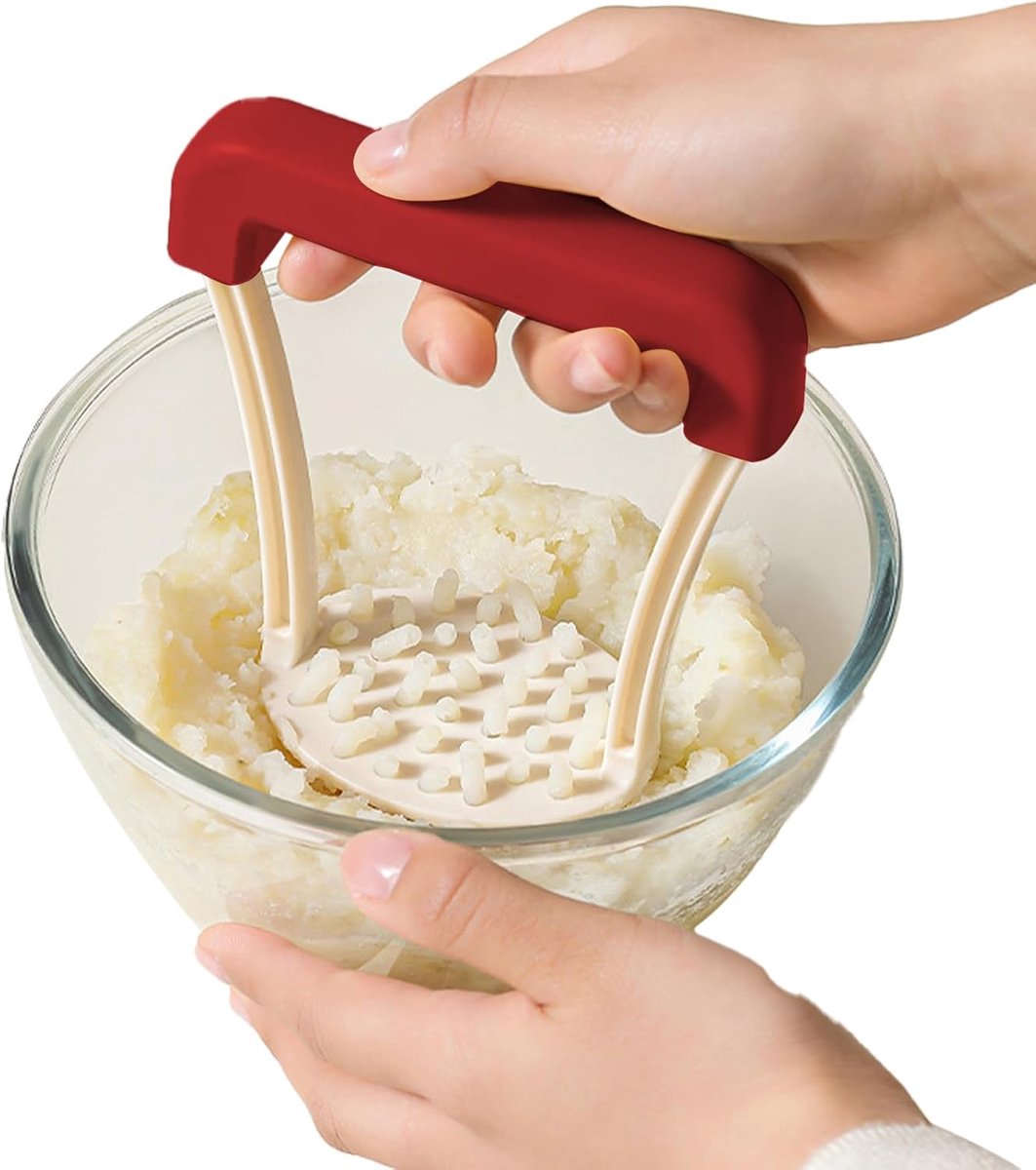 Aardappelstamper - Groente stamper - Puree maken - Antislip handgreep - 13 Cm - Rood