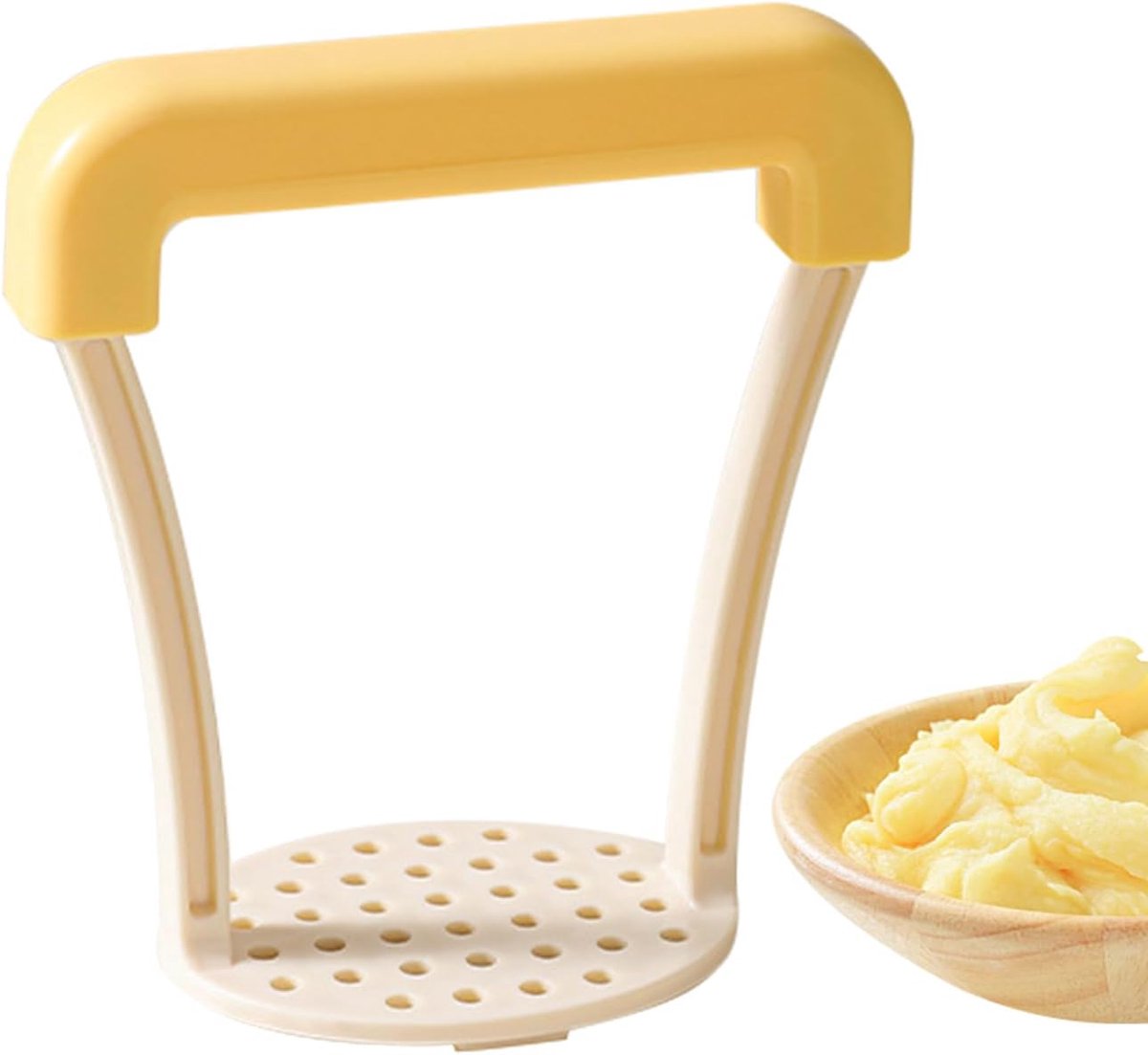 Handmatige Stamper - Keuken Gadget - Groenten Puree Maken - Antislip Handgreep - 13 Cm - Geel