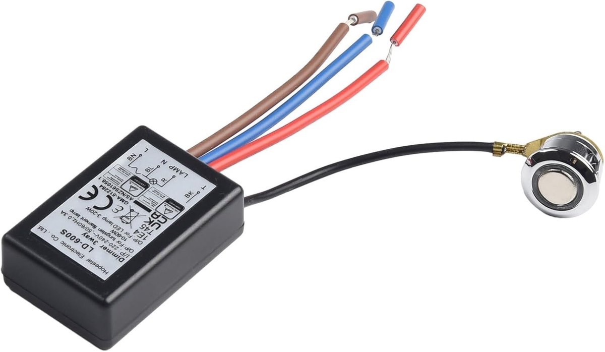 Touch Dimmer - Aanraakschakelaar - Lamp Bediening - 3-Weg Functie - 48x32x16 mm - Zwart