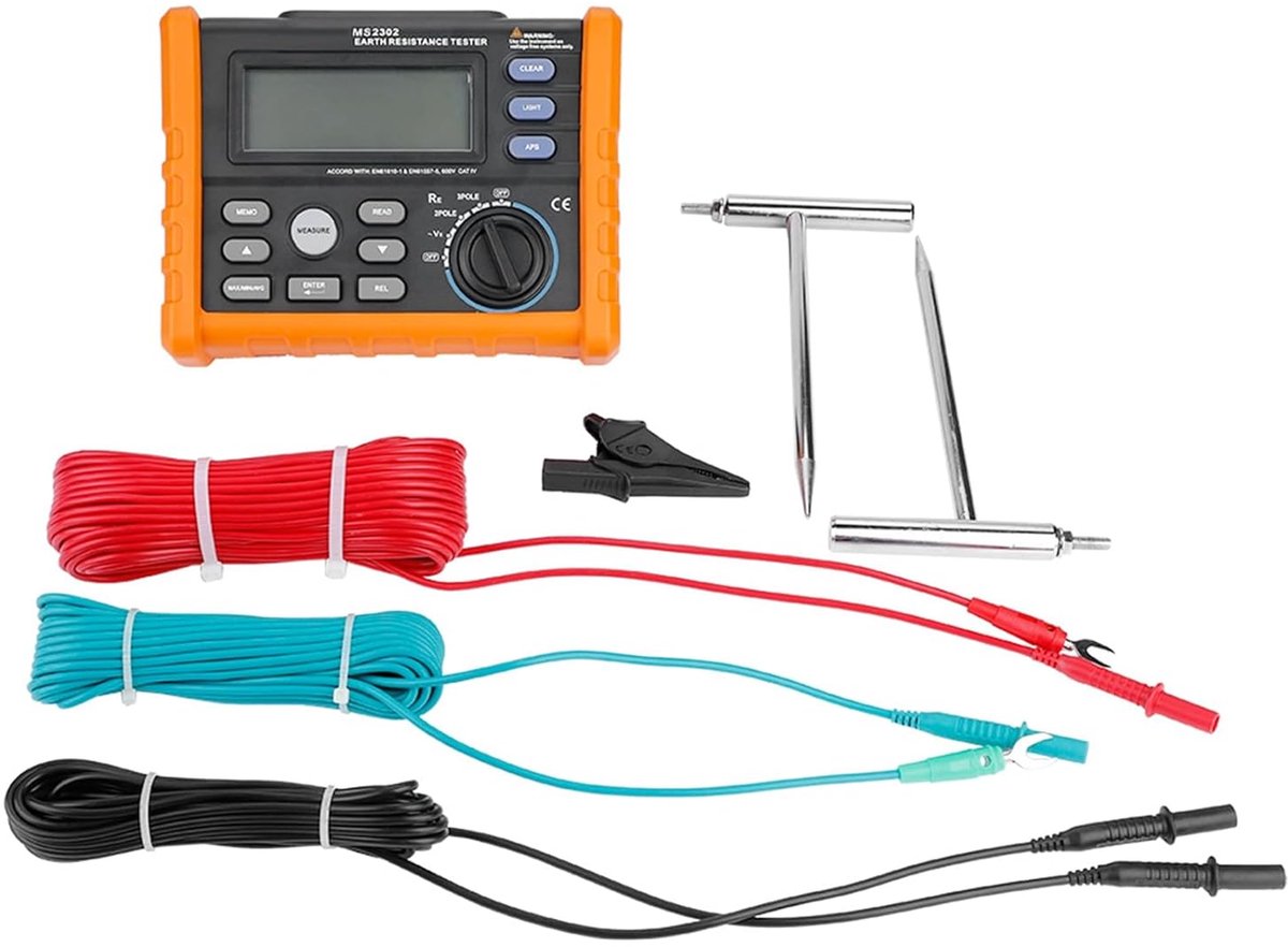 Weerstandstester - Aardingstester Isolatiemeter - Elektrische Inspecties - Opslag 100 Resultaten - 0-4k Ohm - Grijs