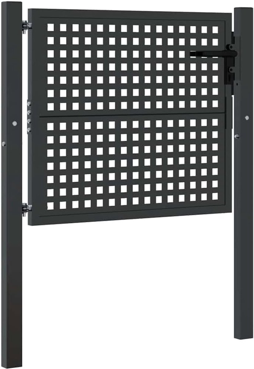 Tuinpoort Staal - Tuinhek Poort - Perceel Afbakenen - Met Slot - 100 x 75 cm - Antraciet