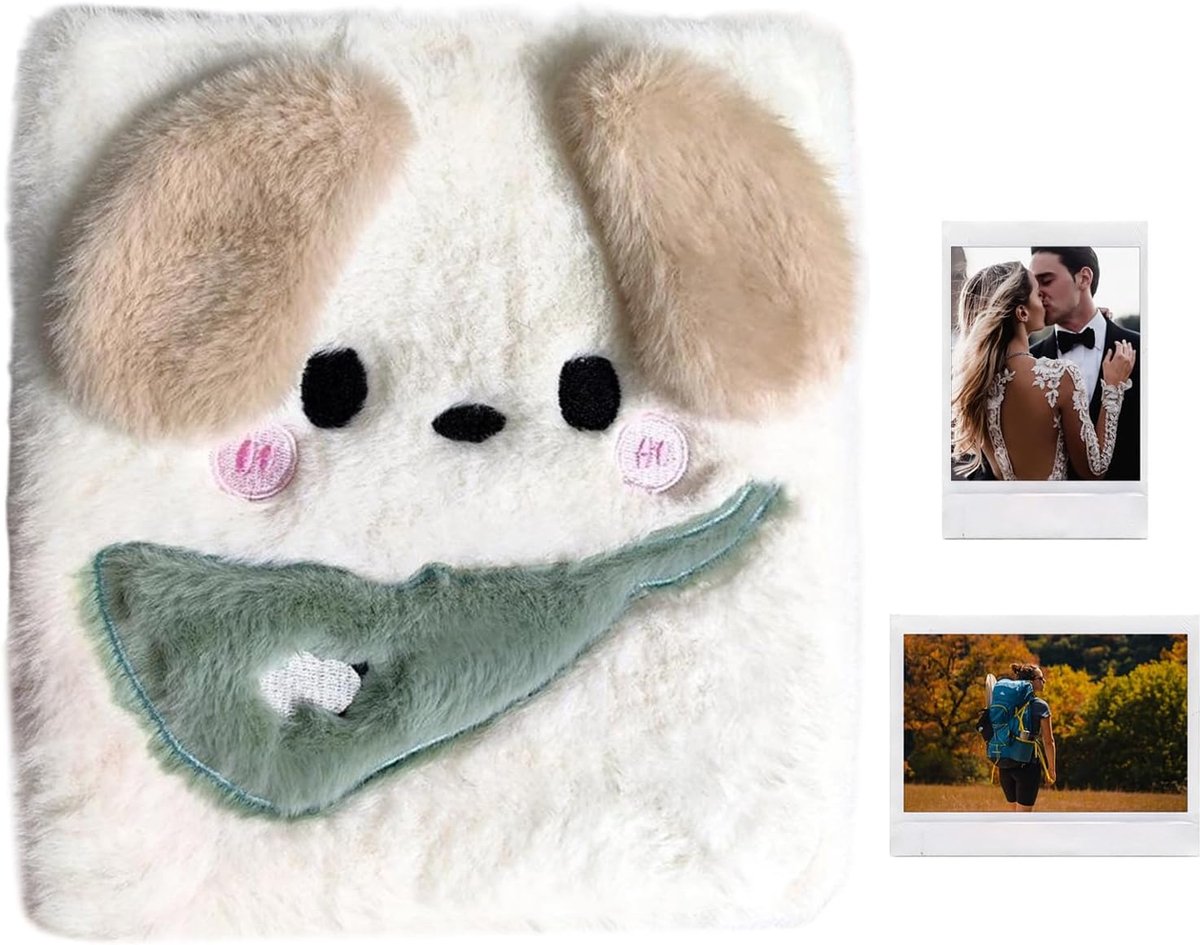 Foto Album - Kaarthouder Boek - Herinneringen Bewaren - Pluche Zacht Design - A6 Formaat - Buik Puppy