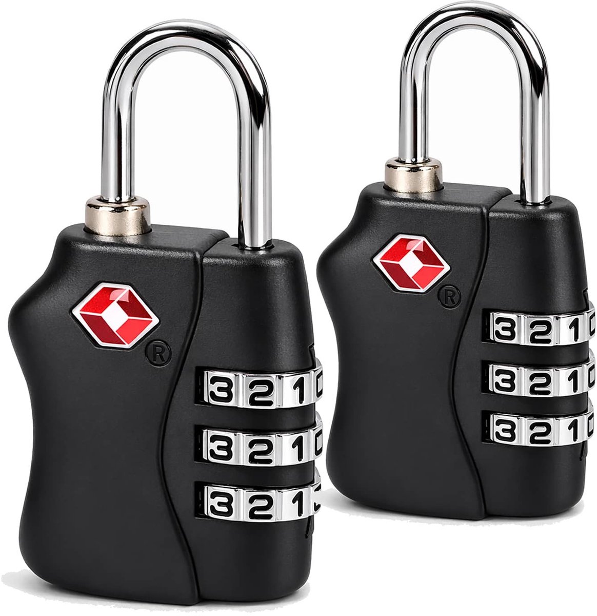 2x TSA Cijferslot – Bagage Slot met Code – Kofferslot – zwart/zwart