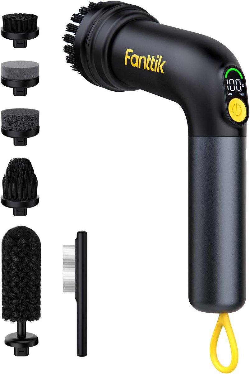 Elektrische Schrobber - Spin Scrubber - Schoonmaken aanrecht - Waterdicht IPX7 - 639 gram - Zwart