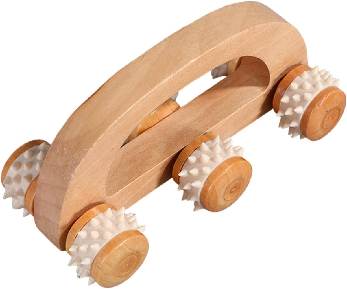 Houten massageapparaat - Lichaamstherapie roller - Spieren ontspannen - Ergonomisch design - 16 cm lengte - Houtkleur