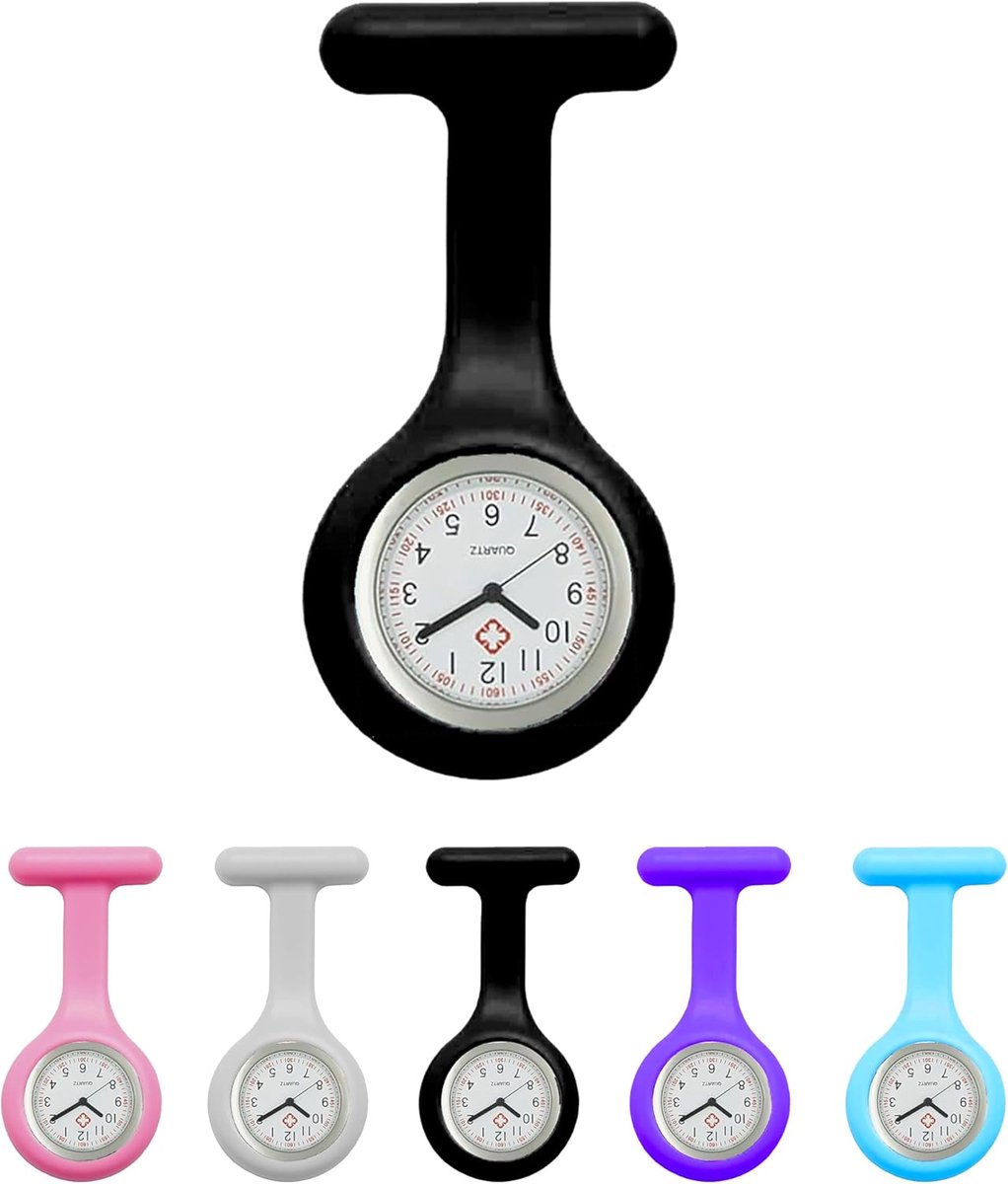 Verpleegkundigen Horloge - Zusterhorloge - Medische Zorg - Praktische Broche - 8.8 x 5.1 cm - Zwart