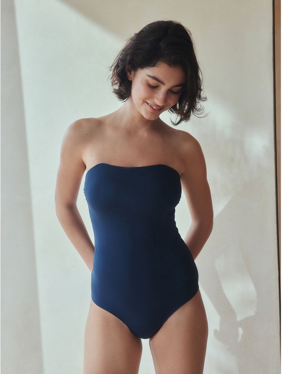 Next Dames - Buikcorrigerend menstruatie-bandeaubadpak - Blauw Navy Blue