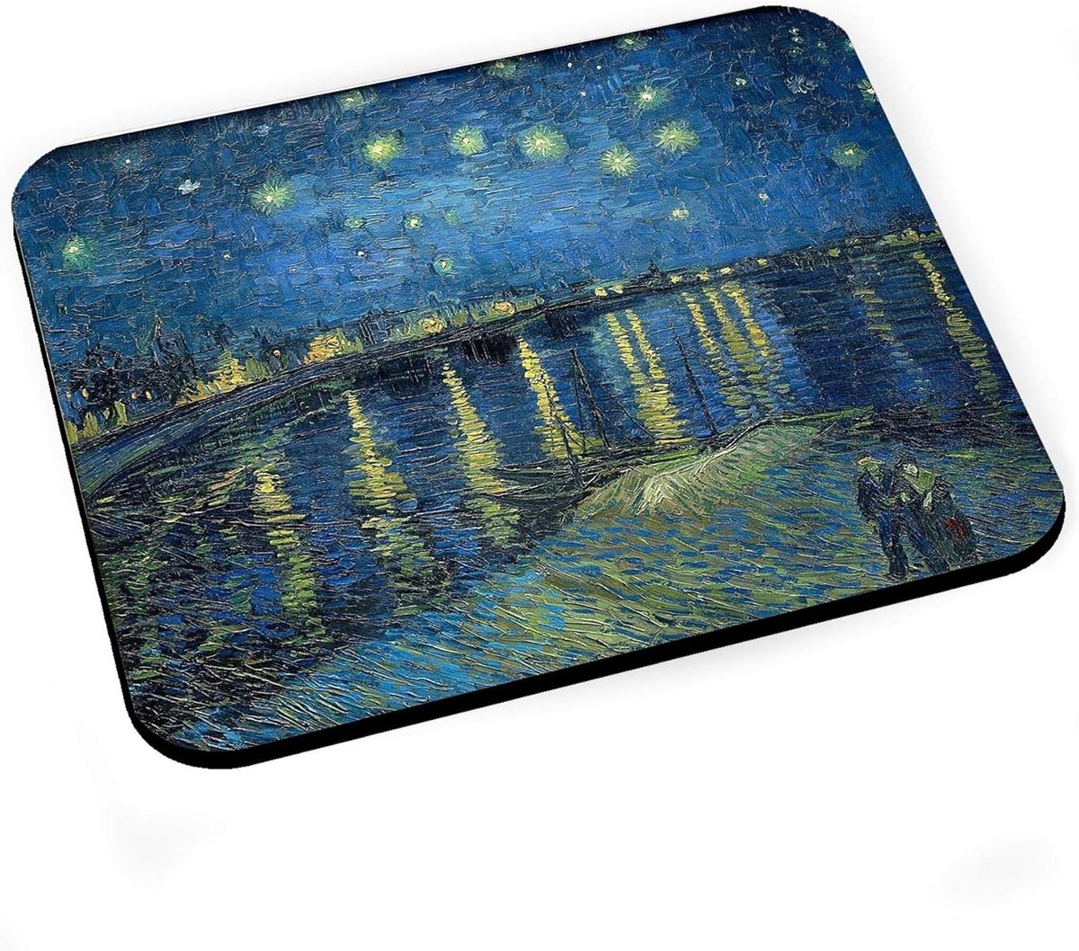 Muismat Sterrennacht - Kunst muismat - Kantoor gaming - Wasbaar antislip - 20x24 cm - Multicolor