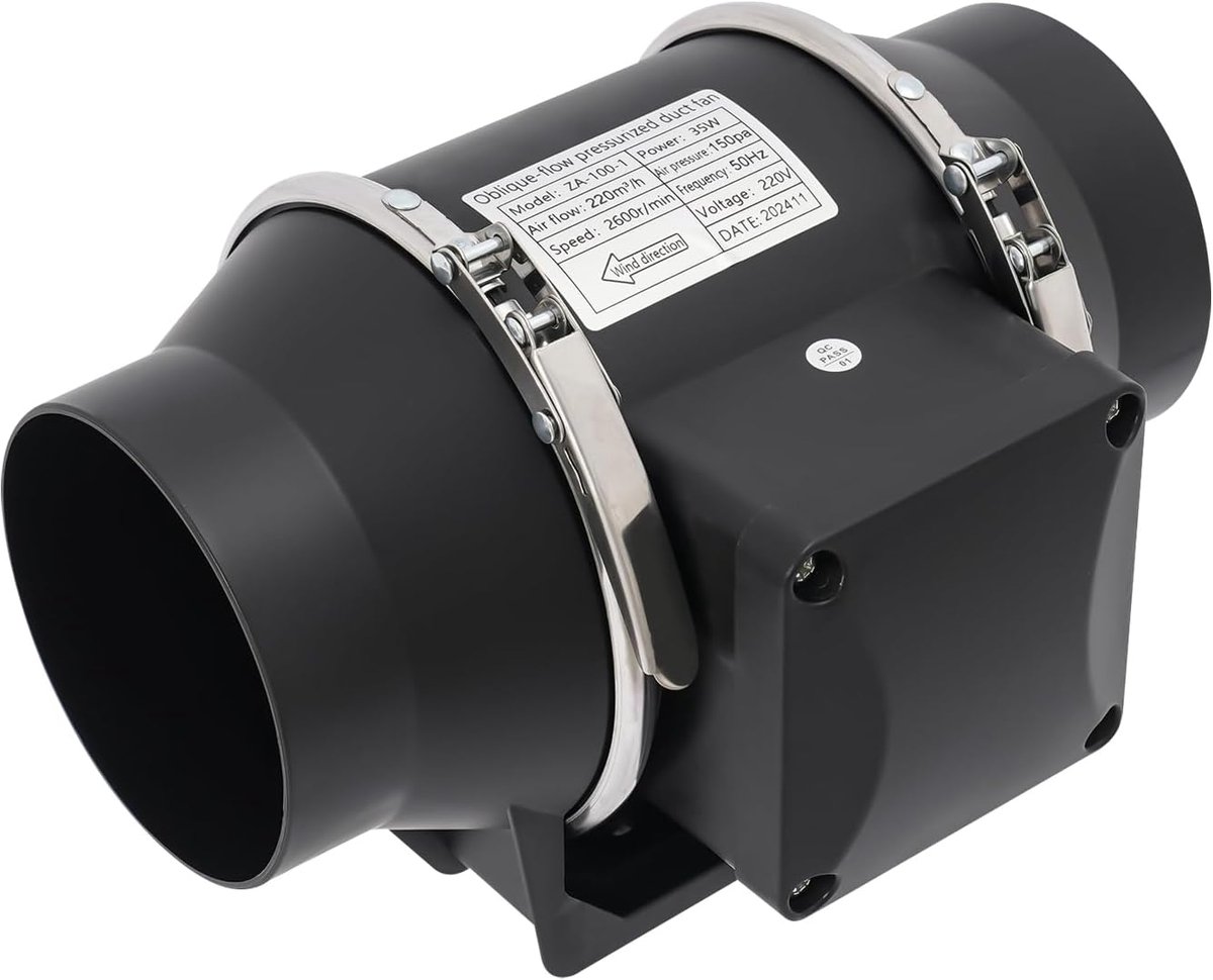 Buisventilator - Afvoerventilator - Luchtcirculatie - Dubbele kogellagers - 23x16.5x14.6 c