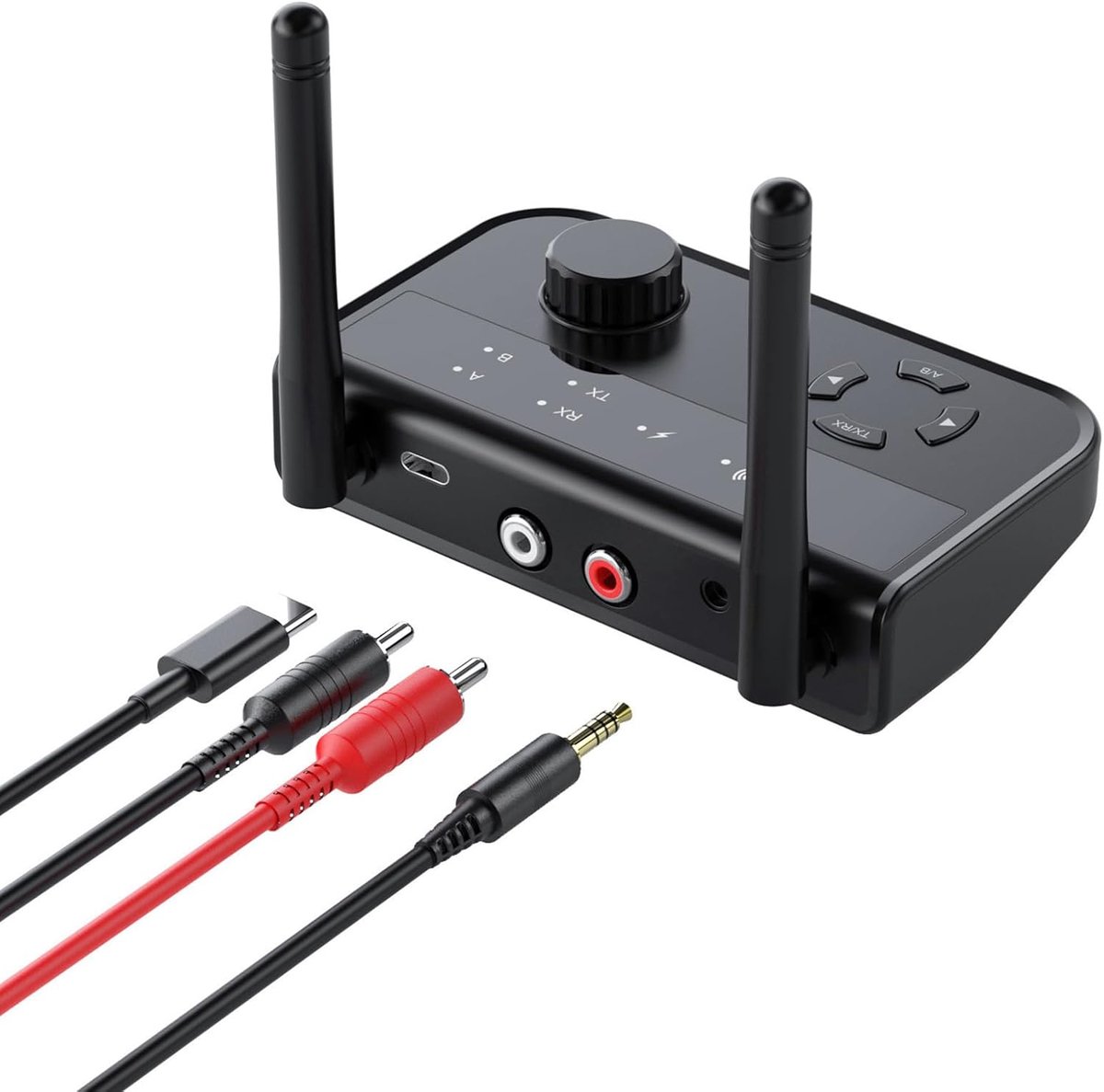 Draadloze Adapter - Audio Zender Ontvanger - Muziek Streamen - Dubbele Koptelefoon Connectie - 19 x 14 cm - Zwart