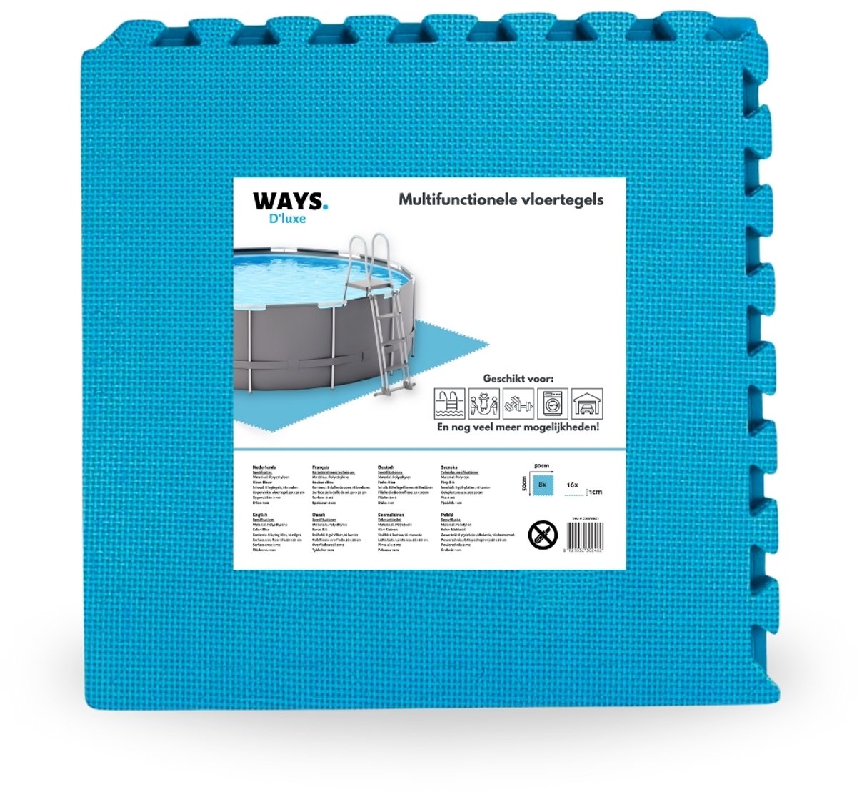 WAYS D’luxe - Zwembad Ondergrond - Vloertegels 50x50 cm - 8 Tegels - Zwembad Vloer - Zwembad Ondergrond - Zwembad Tegels - Zwembad Bescherming - Zwembad Isolatie