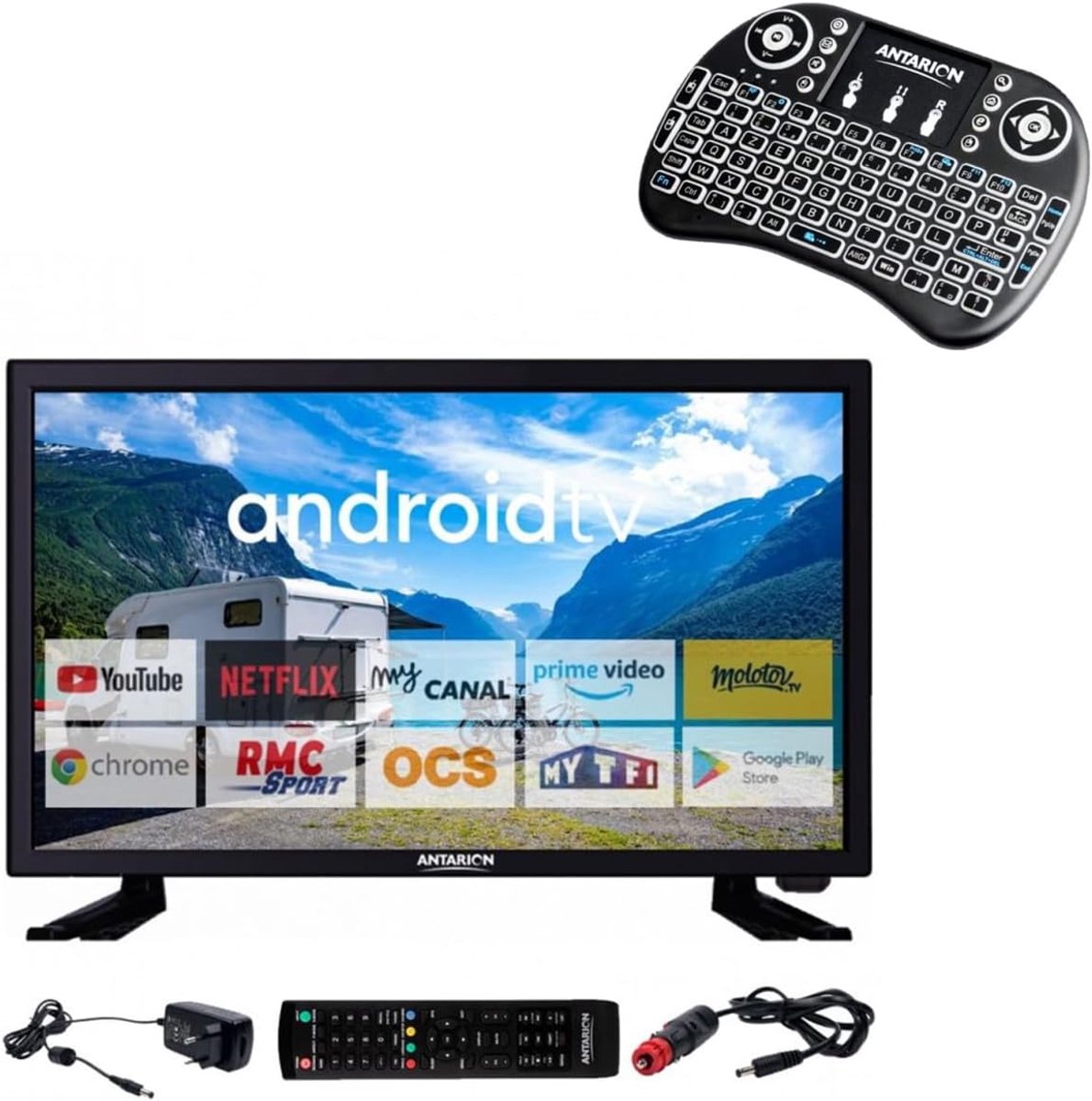 HD Smart TV - Televisie Scherm - Mobiel Gebruik - Ingebouwde Wifi - 48 cm - Zwart