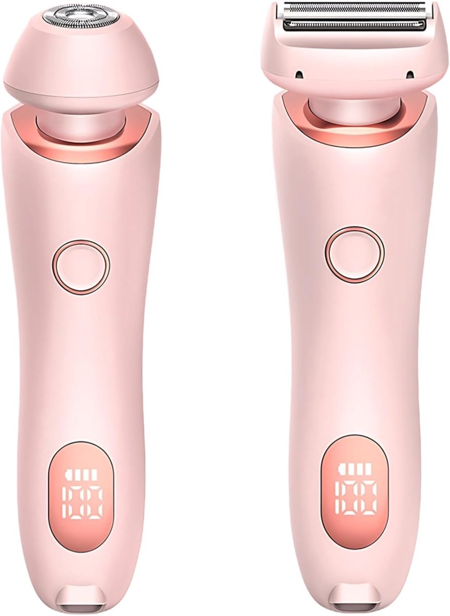 Elektrisch Ontharingsapparaat - Bikinitrimmer Dames - Huidverzorging - Dubbele Koppen Snel Opladen - 17.5 x 3.5 cm - Roze