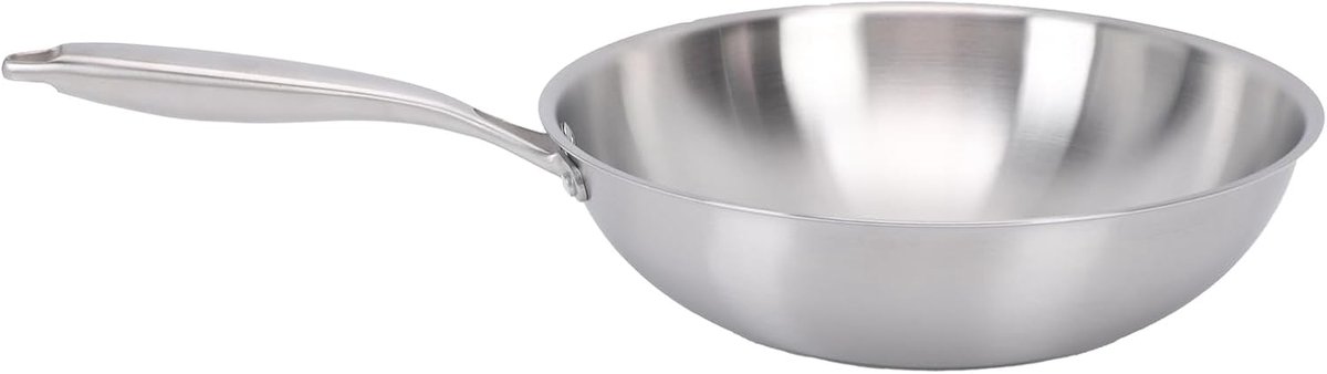 Wokpan Roestvrij Staal - Koekenpan Roerbak - Snel Koken - Antiaanbaklaag Snel Hitte - 34CM