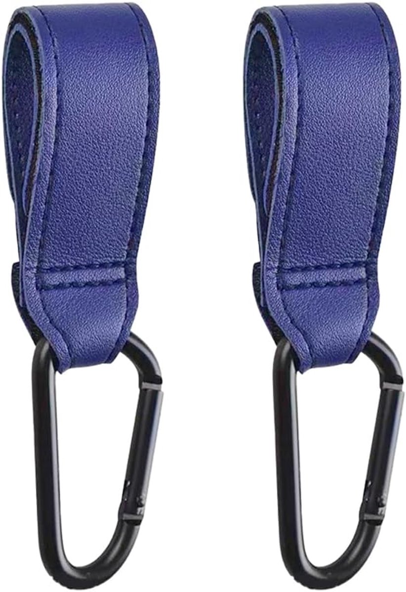 Kinderwagenhaken - Buggy Clips - Tassen Dragen - Sterk PU Leer - 20.7 cm - Blauw