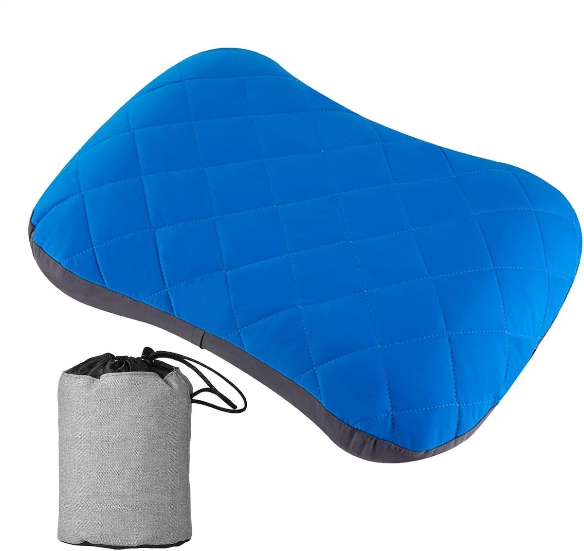 Opblaasbaar Kampeerkussen - Reiskussen Nekkussen - Comfortabel Slapen - Ergonomisch Ontwerp - 46x35x12 cm - Blauw