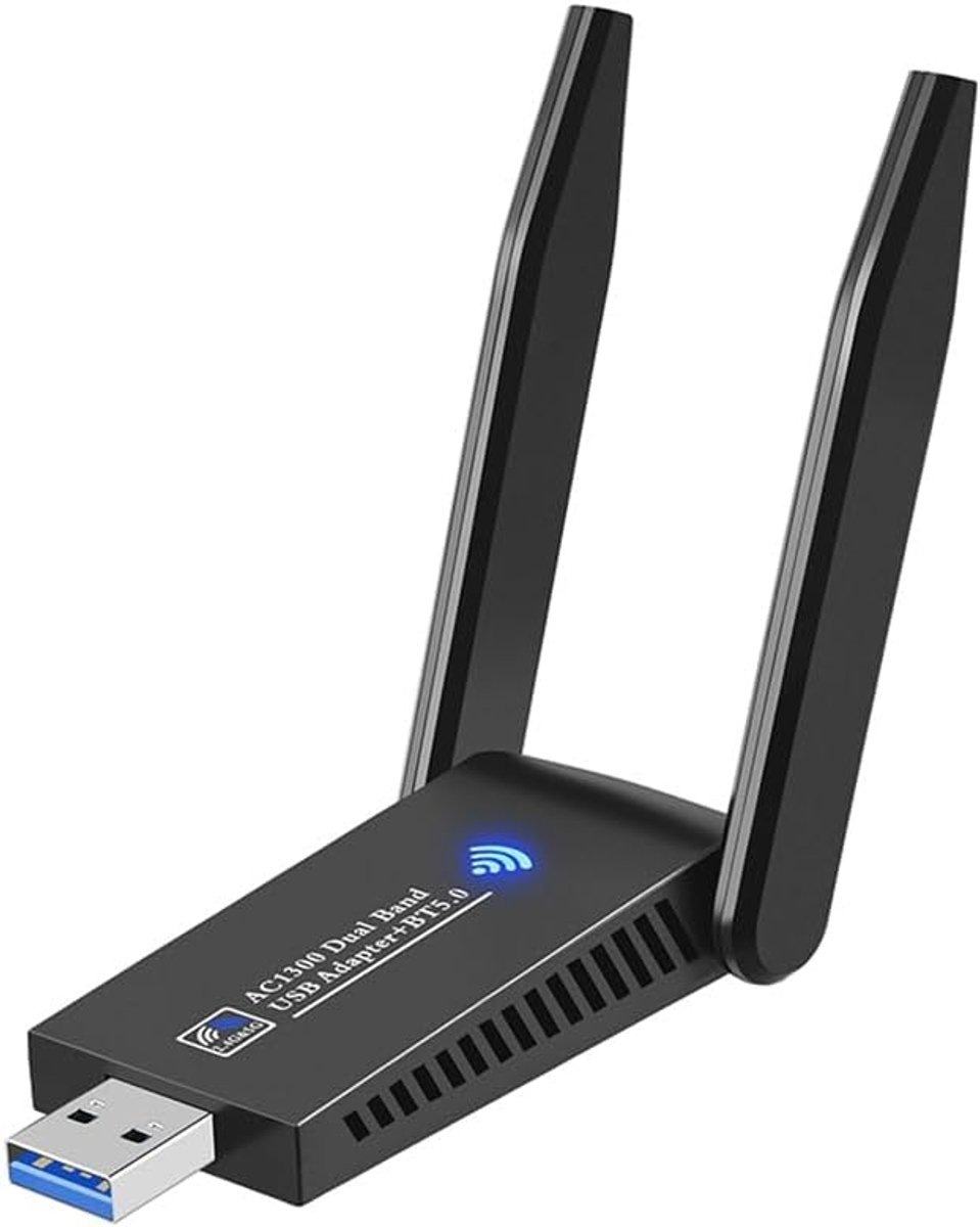Draadloze Netwerkkaart - WiFi Adapter USB - Snelle Internetverbinding - Dual Band 1300 Mbps - USB 3.0 - Zwart