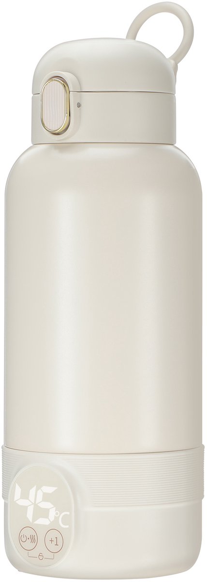 Draagbare Flesverwarmer voor Onderweg – 500ml 2 min Snelle Verwarming – 6 Temperatuurstanden (37-55°C) – Oplaadbaar & Geschikt voor Borstmelk en Flesvoeding – Wit