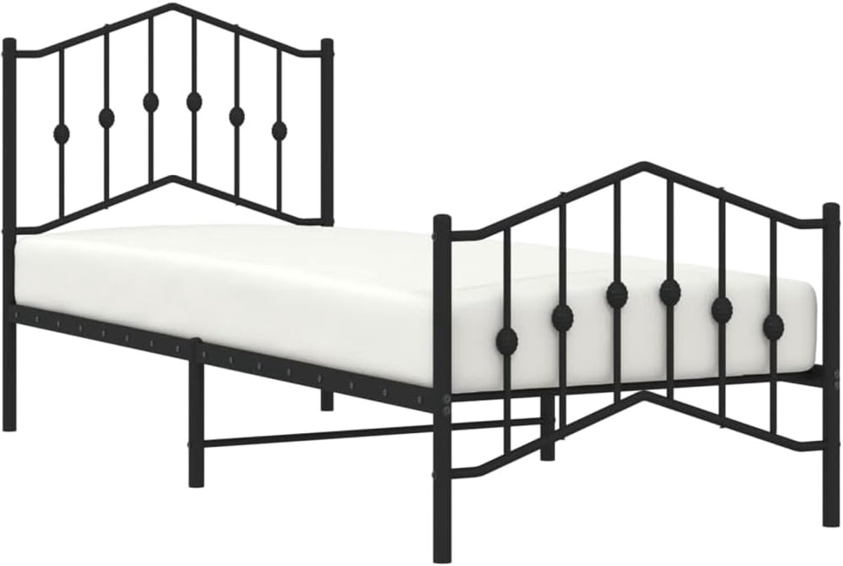 Metalen Bedframe - Ledikant Eenpersoons - Slaapkamer Meubel - Inclusief Hoofdeinde - 80x20