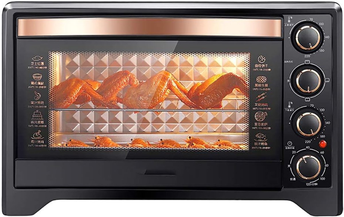 Elektrische Oven - Compacte Keukenoven - Bakken en Grillen - Dubbele Temperatuurregeling - 38 Liter Capaciteit - Rood