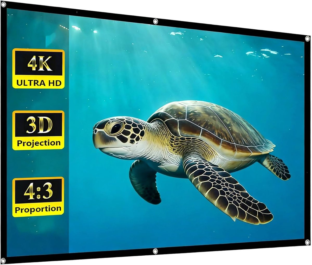 Draagbaar Projectiescherm - Beamer Scherm - Film Avonden Buiten - Anti Glare Oppervlak - 100 Tot 150 Inch - Wit