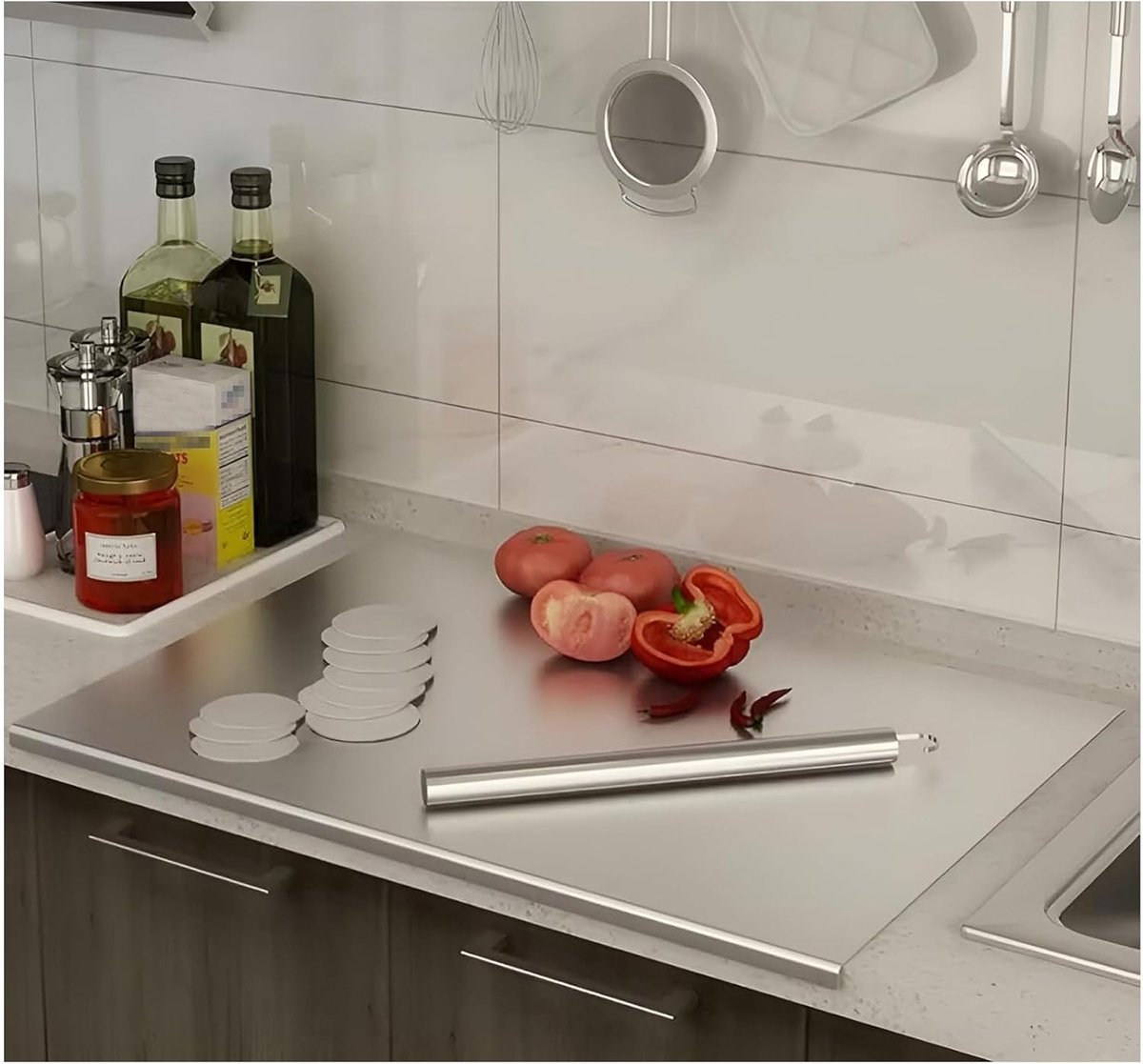 Snijplank RVS - Hakplank Keuken - Voedselbereiding - FoodGrade 304 Staal - 40x60cm - Zilver