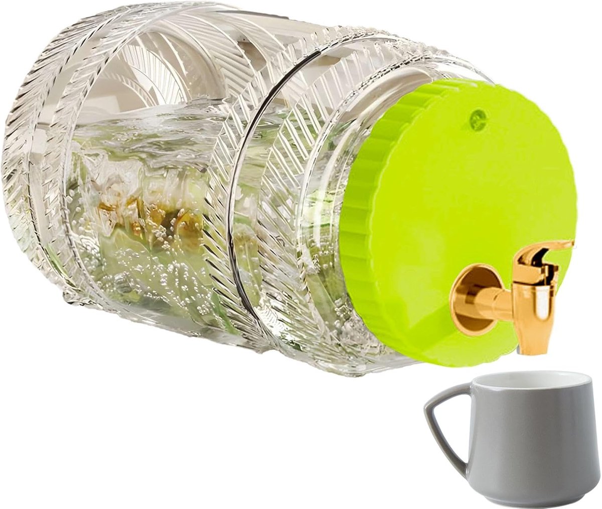 IJskaraf Met Kraan - Drankdispenser Theekan - Koude Dranken Serveren - Grote Inhoud Koelkastgeschikt - 28.5x14x14cm - Grasgroen