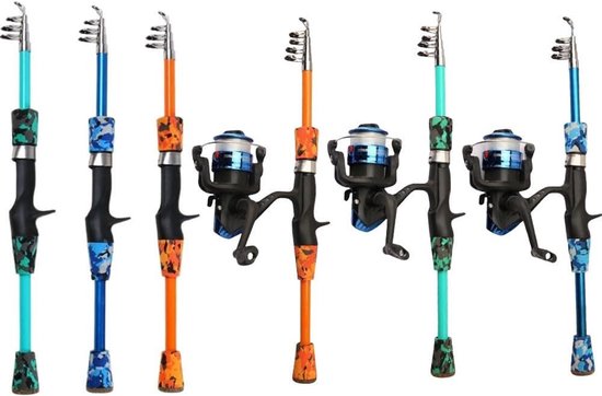 Telescopische Hengel - Reishengel Set - Kinderen Vissen - Compleet Met Aas - 130cm tot 1.8m - Oranje — afbeelding 5