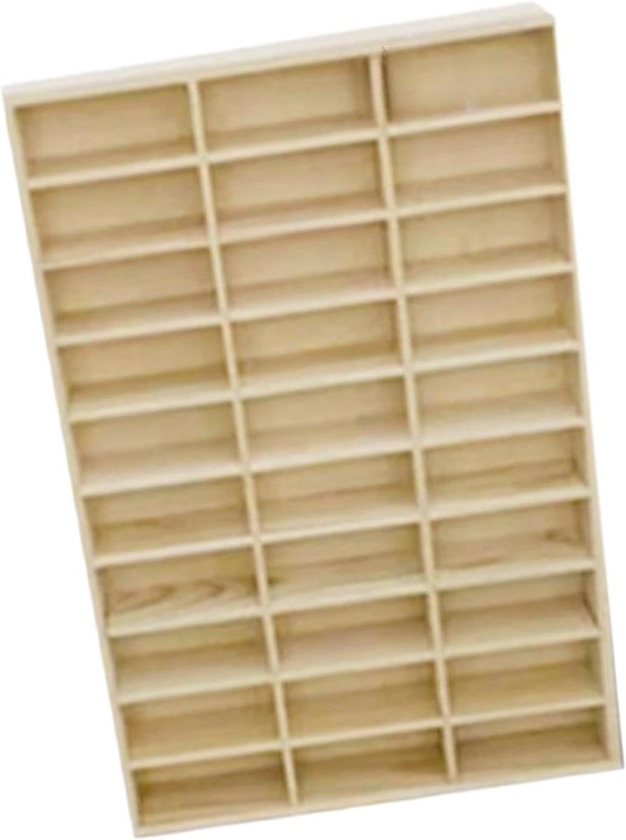 Houten Displaystandaard - Opbergrek Figuren - Verzamelingen Tonen - 30 Vakken - 32 x 12 x 47 cm