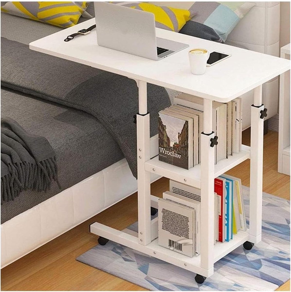 Bovenbed Tafel - Laptop Bureau - Comfortabel Werken - Verstelbare Hoogte - 60x40x72-86cm